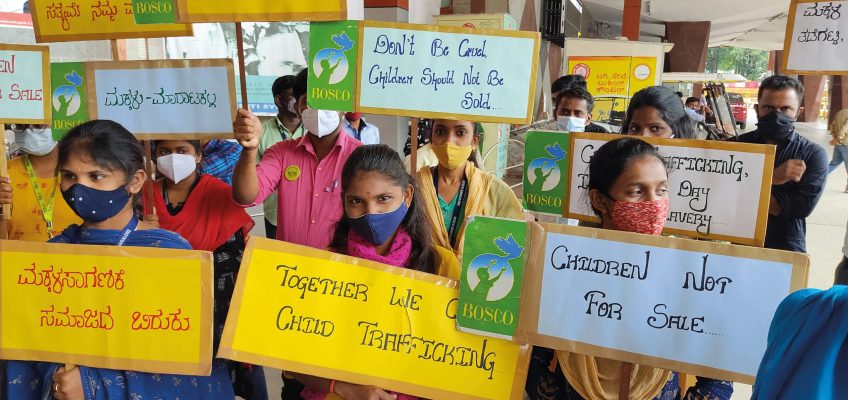 Save girl child-Human trafficking-Protest-Bangalore