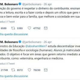 Bolsonaro taglia la filosofia e la sociologia