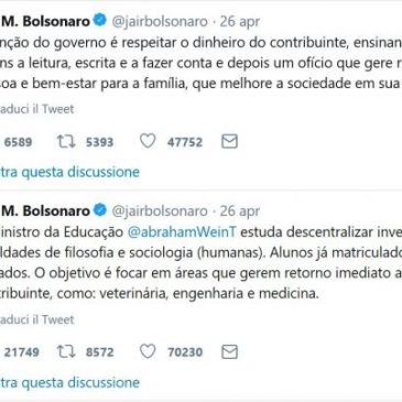 Bolsonaro taglia la filosofia e la sociologia