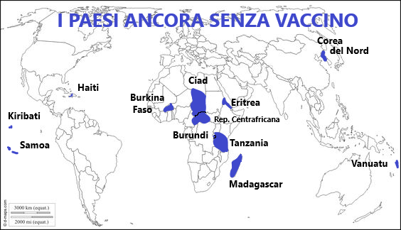 Vaccino anti-Covid: i 12 Paesi dove non c’è ancora